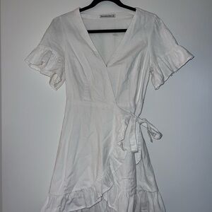 Abercrombie & Fitch Cream Wrap Midi Dress
